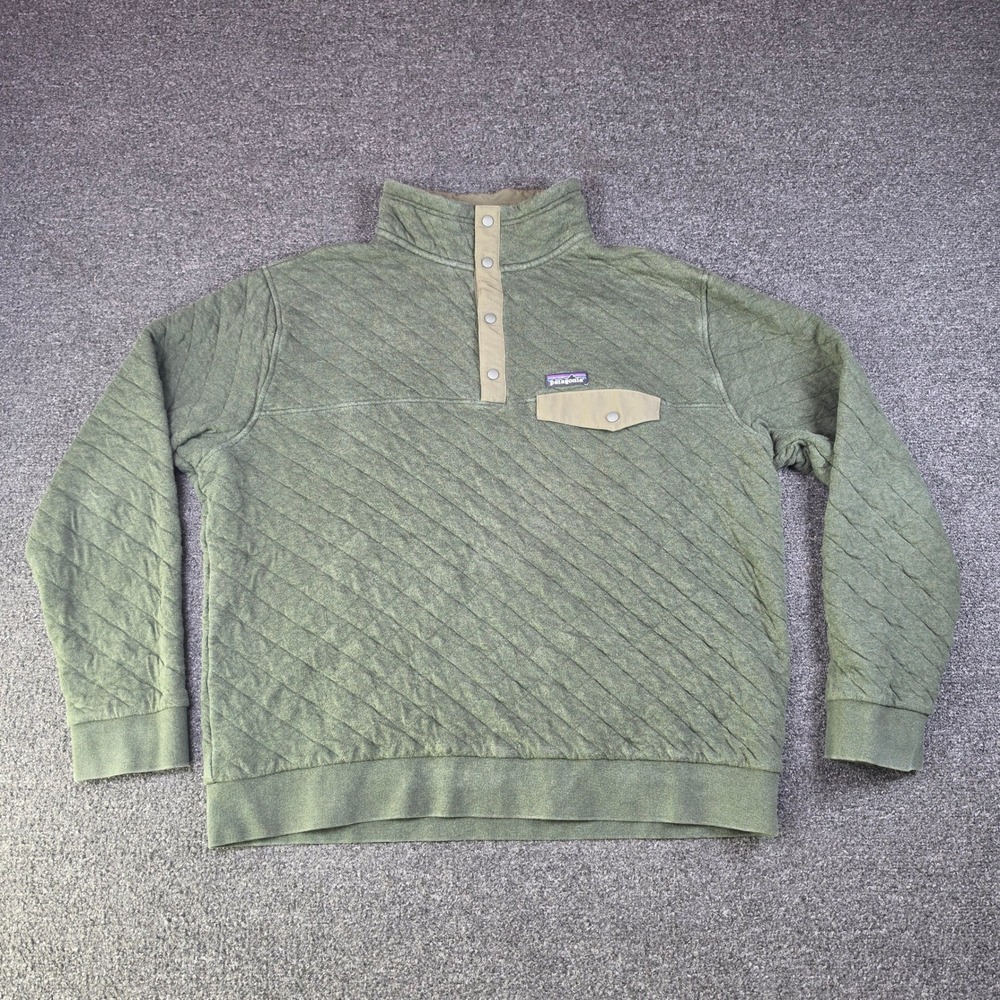Patagonia Quilted Snap-T Pullover Green Mens XL Organic Cotton Sweatshirt 25371